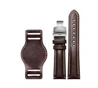 LQXHZ The First Layer Cowhide Genuine Leather Bracelet 18mm 20mm 21mm 22mm Watch Strap Matte Watchband With Mat Wine Wristwatches Band(Brown-silver,22mm)