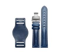 LQXHZ The First Layer Cowhide Genuine Leather Bracelet 18mm 20mm 21mm 22mm Watch Strap Matte Watchband With Mat Wine Wristwatches Band(Blue-silver,22mm)