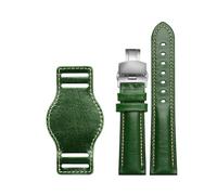 LQXHZ The First Layer Cowhide Genuine Leather Bracelet 18mm 20mm 21mm 22mm Watch Strap Matte Watchband With Mat Wine Wristwatches Band(Green -silver,20mm)