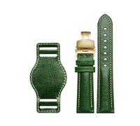 LQXHZ The First Layer Cowhide Genuine Leather Bracelet 18mm 20mm 21mm 22mm Watch Strap Matte Watchband With Mat Wine Wristwatches Band(Green-gold,20mm)
