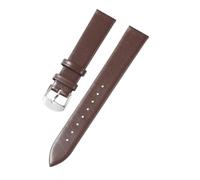 LQXHZ Watch Accessories 12mm-24mm Genuine Leather Band Strap Fashion Pink Watchbands(Brown-Silver Buckle,14mm)