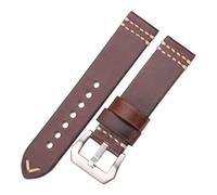 LQXHZ Watch Strap 18mm 20mm 22mm 24mm Cowhide Watchbands Women Men Genuine Leather Bracelet Belt Accessories(Brown Silver Buckle,22mm)