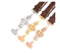 LQXHZ Watch Strap Butterfly Buckle Leather Belt Replacement Band Accessory(Brown Silver,16mm)