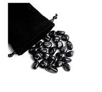 LQYXGS Crystal Stone Home Decor 25Pcs Natural Carved Black Obsidian Crystal Runes Stone Tumbled Divination Fortune-telling Meditation Gift(Obsidian silver,S)
