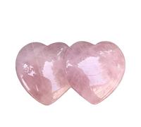 LQYXGS Crystal Stone Home Decor Natural Rose quartz crystal double hearts shaped, for Home Decoration(4pcs)