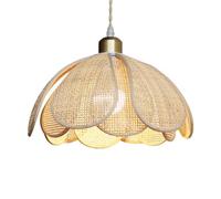 LQZCXMF 11.8" Rustic Hanging Light Rattan Weave Lamp LED Pendant, Farmhouse Coastal Lampshade Boho Chandelier Light Fixture, Country Corridor Lighting, Natural Bamboo Pendant Lamp