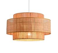 LQZCXMF Bamboo Hemp Rope Light Bohemian Pendant Light with Adjustable Cord Large Rattan Lantern Farmhouse Ceiling Hanging Lamp, Elegant Creative Fixtures for Dining Living Room Restaurant (50cm)