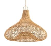 LQZCXMF Farmhouse Rattan Pendant Lighting Vintage Woven Bamboo Light One-Light Adjustable Boho Basket Handmade Woven Hanging Light Fixtures For Kitchen Island Hallway Foyer E26/27 Lamp Holder