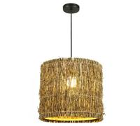 LQZCXMF Farmhouse Vines Chandelier Light with Hand Woven Wicker Shade Coastal Hanging Rattan Hand Woven Light Fixture Height Adjustable Creative Restaurant Corridor Pendant Light