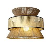LQZCXMF Hemp Rope Pendant Light Fixture, Coastal Decor Handmade Bamboo Rattan Pendant Light Boho Style Lamp Fixtures for Kitchen Dining Room Bedroom Living Room Indoor Island Wicker Light Fixtures