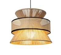 LQZCXMF Hemp Rope Pendant Light Fixture, Coastal Decor Handmade Bamboo Rattan Pendant Light Boho Style Lamp Fixtures for Kitchen Dining Room Bedroom Living Room Indoor Island Wicker Light Fixtures