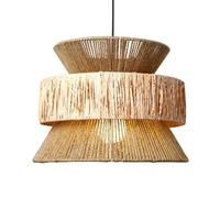 LQZCXMF Hemp Rope Pendant Light Fixture, Coastal Decor Handmade Bamboo Rattan Pendant Light Boho Style Lamp Fixtures for Kitchen Dining Room Bedroom Living Room Indoor Island Wicker Light Fixtures