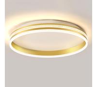 LQZCXMF LED Ceiling Light Fixture, Luxury Style Close to Round Metal Ceiling Lamp Trichromatic Dimming Bedroom Pendant Light for Kitchen Living Room Study Flush Mount Light Fixture,