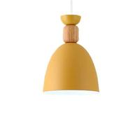 LQZCXMF Lighting Nordic Macaron Pendant Light Single Headlight Small Hanging Light 5.9 Inch Adjustable Height, Metal and Wood Shade for Kitchen Island Coffee Bar Decor Pendant Ceiling Lamp