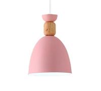 LQZCXMF Lighting Nordic Macaron Pendant Light Single Headlight Small Hanging Light 5.9 Inch Adjustable Height, Metal and Wood Shade for Kitchen Island Coffee Bar Decor Pendant Ceiling Lamp