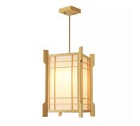 LQZCXMF Natural Wood Pendant Light Bedside Hanging Lamp with PVC Shade Modern Handmade1-Light Boho Square Lantern Fixtures for Farmhouse Bedroom Living Room Dining Room 1-Pack