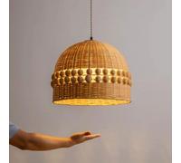 LQZCXMF Rattan Farmhouse Light Fixtures, 1-Light Rustic Pendant Lighting with Hand Woven Wicker Shade Japanese Coastal Large Chandeliers for Kitchen Island Dining Room Living Room Farmhouse E26