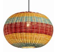 LQZCXMF Rattan Weave Fixture Kitchen Pendant Light, Large 15.7'' Tropical Lantern Vintage Rattan Lamp Shade E26 Base Boho Ceiling Pendant Lamp Fixtures for Kitchen Master Bedroom Children's Room