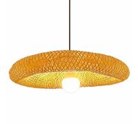 LQZCXMF Weave Hanging Light 23.6'' Boho Wicker Geometry Light Fixtures Beige Bamboo Basket Lantern Farmhouse Ceiling Chandelier, E26 Base for Dining Living Bedroom Kitchen Foyer Entryway