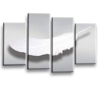 LR Abstract Grey Wall Art Picture White Feather Dream Love Framed Split Canvas Print Ready to Hang