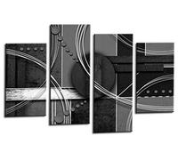 LR Abstract Wall Art Canvas Picture Black White Grey Circles Home Framed Split Panel Print Ready to Hang