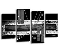 LR Abstract Wall Art Canvas Picture Black White Grey Stripes Home Framed Split Panel Print Ready to Hang
