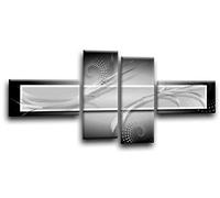 LR Abstract Wall Art Canvas Picture Black White Squares Stripes Framed Split Panel Print Ready to Hang