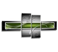 LR Abstract Wall Art Canvas Picture Green Black White Squares Large Home Split Panel Print Ready to Hang