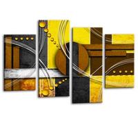 LR Abstract Wall Art Canvas Picture Yellow White Grey Circles Home Framed Split Panel Print Ready to Hang