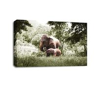LR African Baby Elephant Wall Art Picture Framed Canvas Print | Ready to Hang | Modern Wall Art for Living Room, Bedroom & Office