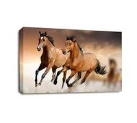 LR Brown Horse Running Wall Art Picture - Animal Framed Canvas Print | Ready to Hang | Modern Wall Art for Living Room, Bedroom & Office