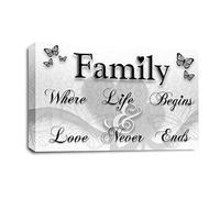 LR Family Love Quote Wall Art Picture - Black & White Framed Canvas Print | Ready to Hang | Modern Wall Art for Living Room, Bedroom & Office