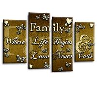 LR Family Love Quote Wall Art Picture Brown Cream Framed Split Panel Print Ready to Hang