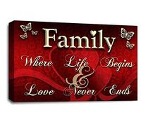 LR Family Love Quote Wall Art Picture Red Cream Framed Canvas Home Panel Print Ready to Hang