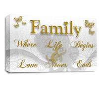 LR Family Love Quote Wall Art Picture White Gold Framed Canvas Home Panel Print Ready to Hang