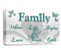 LR Family Love Quote Wall Art Picture White Teal Framed Canvas Home Panel Print Ready to Hang