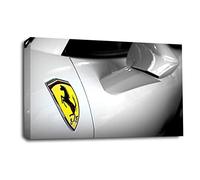 LR Ferrari Sports Car Wall Art Picture Silver Framed Canvas Panel Print Ready to Hang
