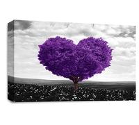 LR Floral Love Heart Tree Wall Art Picture Purple Grey Abstract Flower Landscape Framed Print Ready to Hang