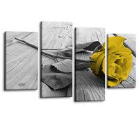 LR Floral Mustard Rose Wall Art Picture Grey White Flower Home Framed Canvas Split Panel Print