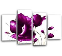 LR Floral Purple Rose Wall Art Picture White Flower Painting Framed Split Canvas Panel Print