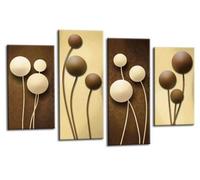 LR Floral Rose Canvas Art Picture Brown Cream Flower Love Framed Split Panel Print