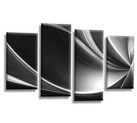 LR Grey Abstract Wall Art Picture Black White Stripes Swirls Framed Split Panel Print Ready to Hang