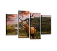 LR Large Highland Stag Canvas Art Picture Scottish Animal Deer Split Wall Panel Print
