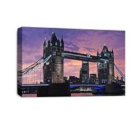 LR London Bridge Wall Art Picture - Cityscape Framed Canvas Print | Ready to Hang | Modern Wall Art for Living Room, Bedroom & Office