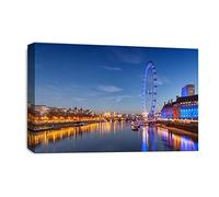 LR London Eye Wall Art Picture - Cityscape Framed Canvas Print | Ready to Hang | Modern Wall Art for Living Room, Bedroom & Office