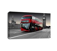 LR London Red Bus Wall Art Picture - Cityscape Framed Canvas Print | Ready to Hang | Modern Wall Art for Living Room, Bedroom & Office