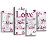 LR Love Quote Canvas Art Picture White Pink Grey Family Home Split Wall Panel Print
