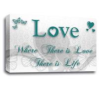 LR Love Quote Wall Art Canvas Teal White Framed Home Family Picture Print Ready to Hang