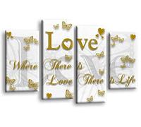 LR Love Quote Wall Art Picture Gold White Family Framed Split Panel Print Ready to Hang
