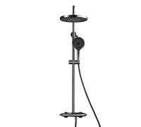 LR Rain Shower System Thermostatic Gray Shower Faucet Set Wall Mounted Shower Combo Set Brass Rain Mixer Shower with Shower Head, 3 Function Handheld Shower, Tub Spout,Type A